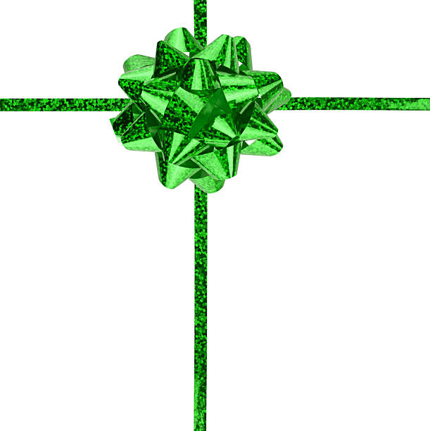 A large green bow on a green background
