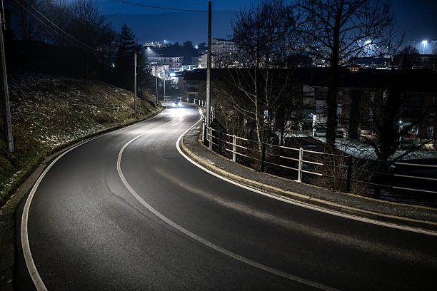 Dark town at night, Italy, Borgosesia