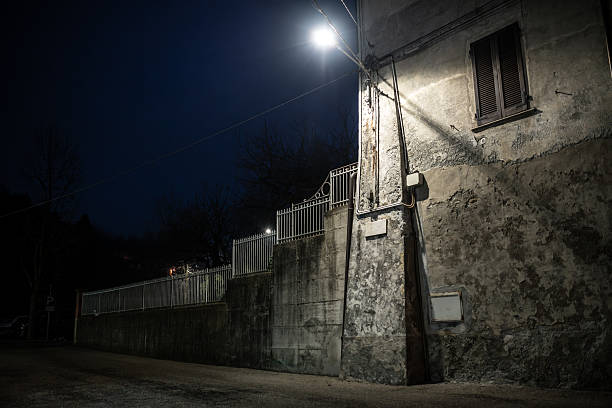 Dark town at night, Italy, Borgosesia