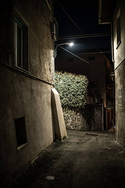 Dark town at night, Italy, Borgosesia