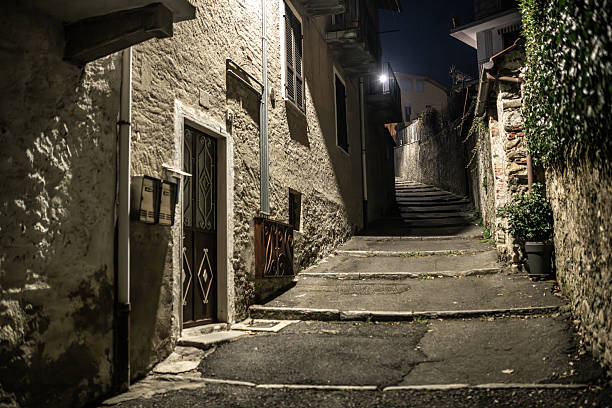 Dark town at night, Italy, Borgosesia