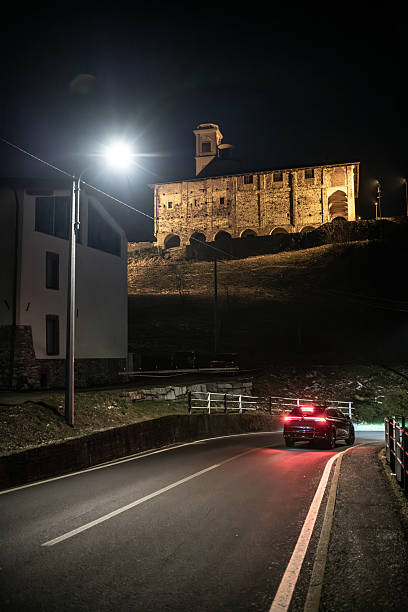 Dark town at night, Italy, Borgosesia