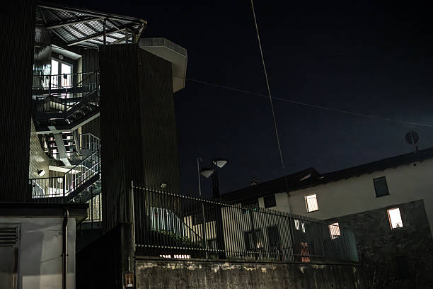 Dark town at night, Italy, Borgosesia