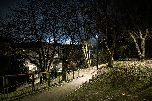 Dark town at night, Italy, Borgosesia