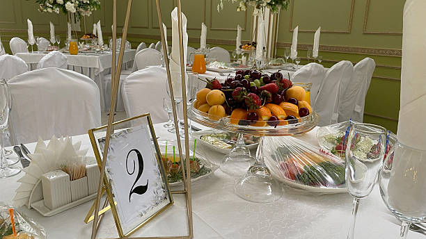 Elegantly arranged dining table for a celebration event