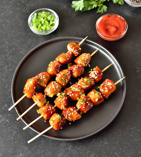 Teriyaki chicken skewers