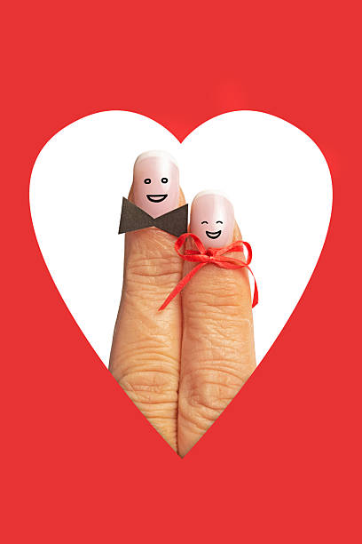 Happy loving fingers in heart