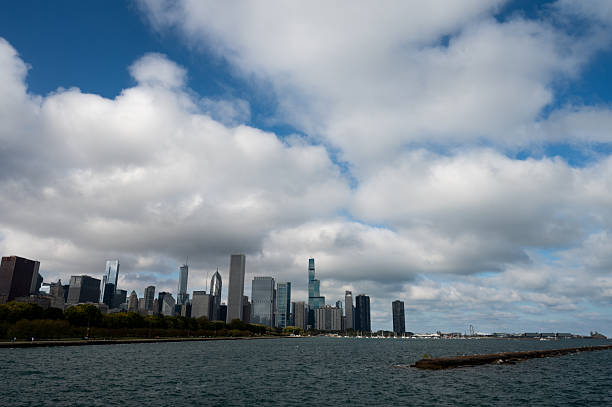 The skyline with modern architecture buildings in Chicago, IL, USA.
