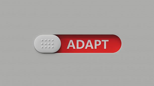Adapt symbol. The concept word 'adapt' on slide switch spelling. Business, adaptation and adapt concept.Business Concept.3D rendering.