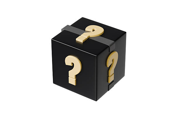 3d mystery box with question marks icon. surprise concept. minimal cartoon loot box surprise gift for promotion. isolated on white transparent background. 3d render.
