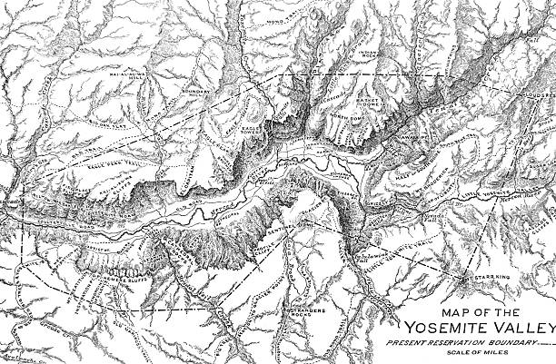 Antique illustration pre 1900 - Map of the Yosemite Valley