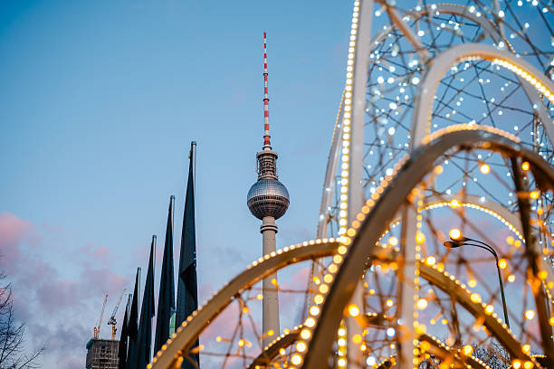 Capital city of Germany. Berlin television tower.
