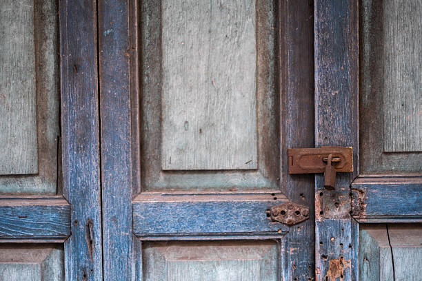 Old wooden locked door