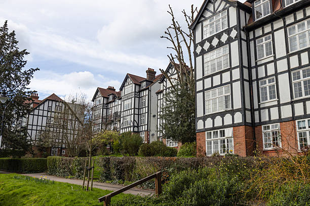 Houses near Highgate Cemetery, a place of burial in north London, next to Waterlow Park, in the London Borough of Camden, England