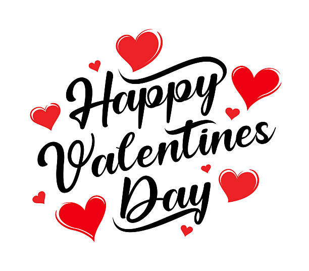 Vector illustration Valentines Day calligraphy banner with hearts. A handwritten text Happy Valentine's Day.