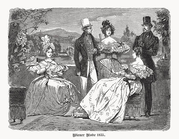 Viennese fashion 1835. Wood engraving, published in 1883.