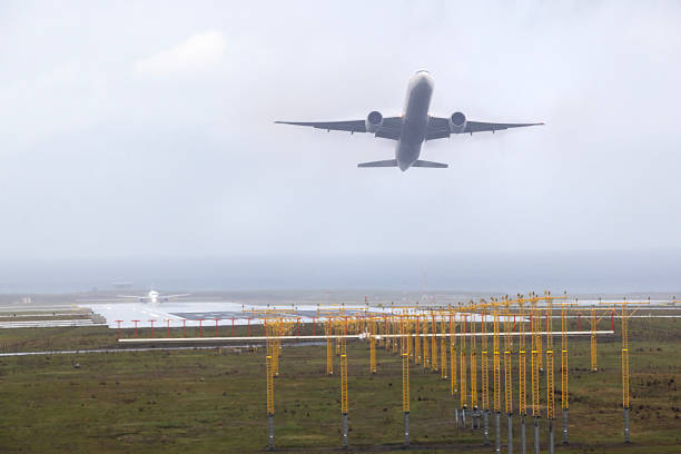 Huge two storeys commercial jetliner taking of runway.