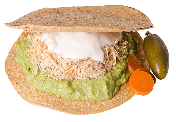 Delicious chicken quesadilla with guacamole and sour cream
