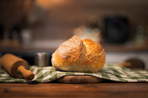 Freshly baked sourdough bread.