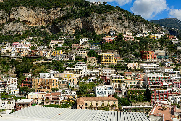 Coastline view from Positano to Amalfi Coast in Ravello, Italy.