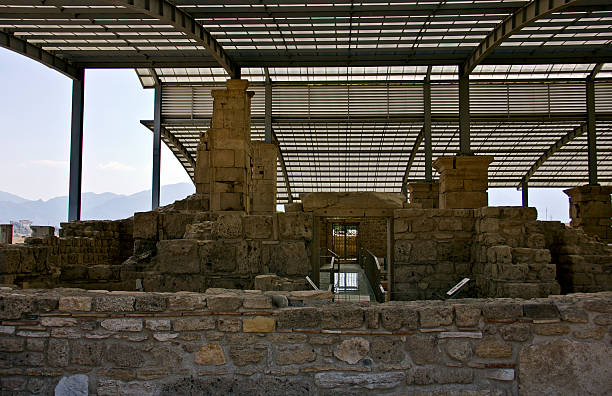 Colonnaded street in Laodicea on the lycus ancient city, Denizli, Turkey, showing ruins of an ancient civilization
