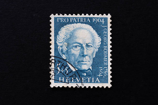 Udine, Italy january 11, 2026.  J. Georg Bodmer, 1786-1864, Swiss inventor and entrepreneur, commemorated on a Swiss postage stamp
