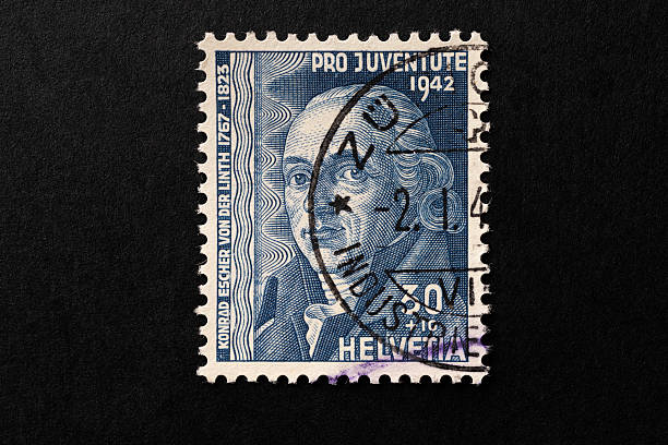 Udine, Italy january 11, 2026. Konrad Escher Von der Linth 1767-1823, Swiss artist, scientist and politician commemorated on a Swiss postage stamp