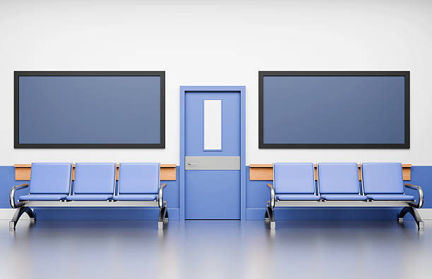 istock Modern Hospital Corridor With Empty Seats And Blank Billboard 2255966665