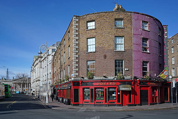 Dublin, Ireland - Mar. 21, 2023: Colorful Dublin street corner pub