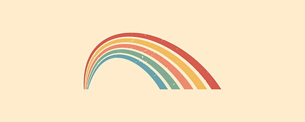 Stripe rainbow groovy. Abstract and vintage poster art with expressive wavy lines. Retro inspired wall decor or prints. Vector illustration.