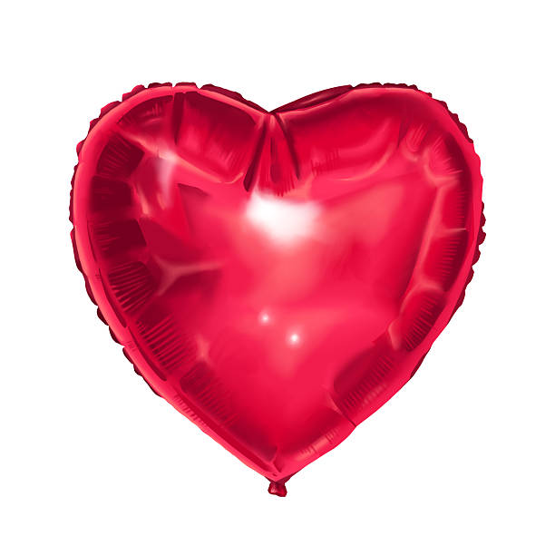 istock Red heart foil balloon hand drawn illustration with shine. Glossy party object with soft highlight. Perfect for Valentine card and romantic decoration. Ideal for celebration poster and gift tag. 2255981817
