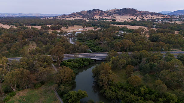 The Hume Freeway crossing a creek between Albury and Wodonga