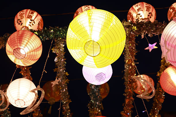 Chinese style red lanterns. Chinese new year lantern decorations in china town