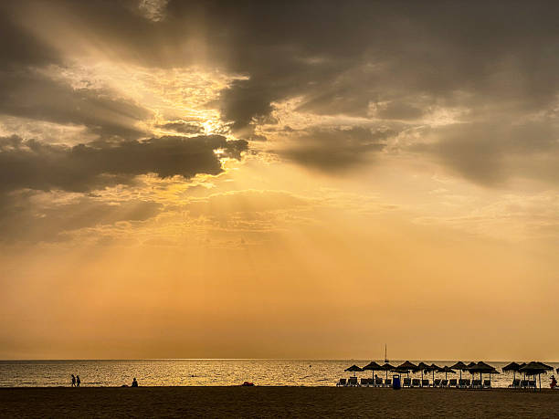 Sea sunset with sunset sun on sunset clouds