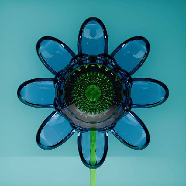 3d blue glass flower sculpture