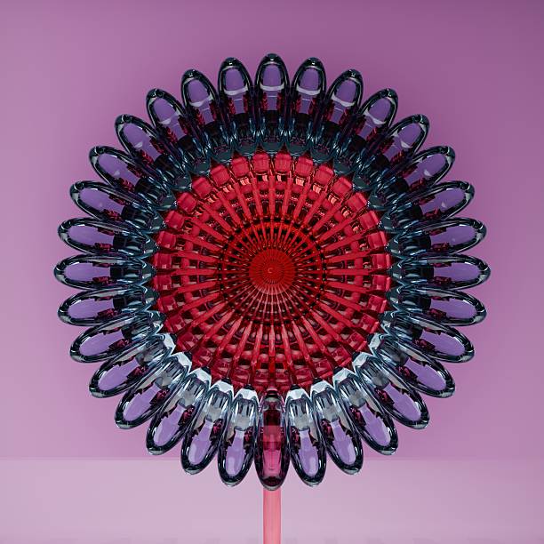 3d purple and red glass flower abstract