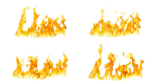 istock Set of realistic fire flames isolated on white background burning and heat concept, bright orange and yellow flame shapes energy and danger symbol abstract fire elements for design and visual effects. 2256014206