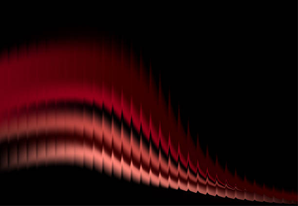 Abstract background displays a dramatic wave shape composed of vertical, sharp-edged red and pink gradients transitioning against a solid black canvas suggesting depth and dynamic visual movement suitable for modern screen presentations or digital art projects.