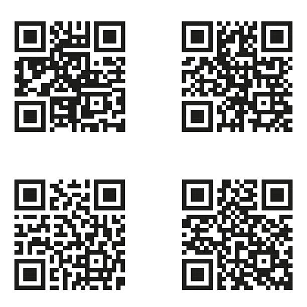 QR code templates Black and white QR code templates on a white background. These codes are templates and are not ready for scanning or digital connection. They are easily editable. qr code stock illustrations