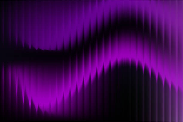 Abstract digital background displays fluctuating vertical lines and waves in vibrant glowing purple against deep black tones suggesting energy flow or an equalizer visualization perfect for futuristic presentation themes.
