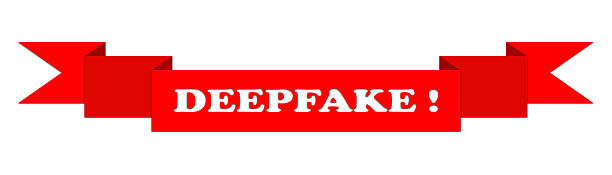 DEEPFAKES banner in red with letter cut out on white background - 3D Illustration