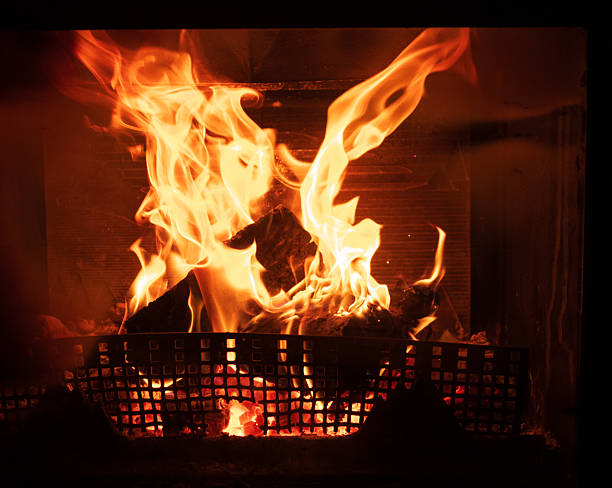 Flames of fire in the dark of night