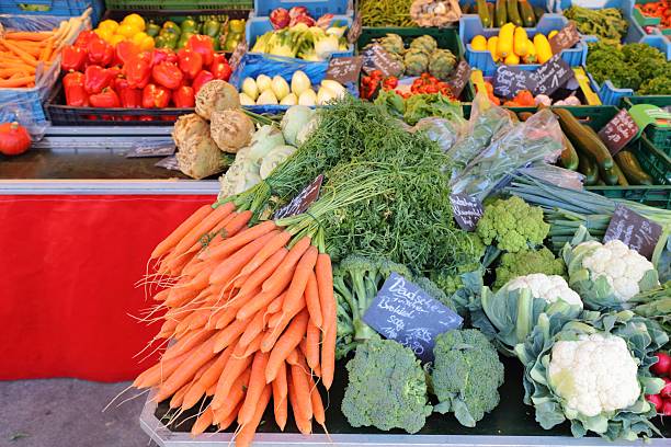 German vegetables at a food market in Dortmund, Germany.