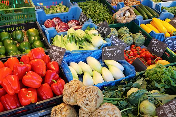 German vegetables at a food market in Dortmund, Germany.