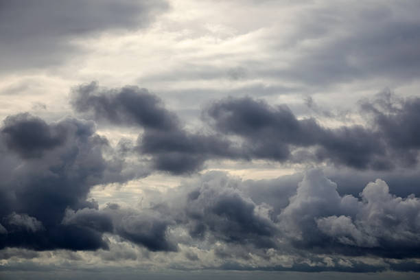 At dusk, the heavy clouds create a unique landscape in Mielno, Poland.