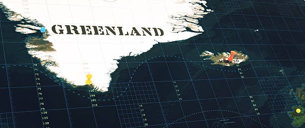 Relief map of Greenland with name tag