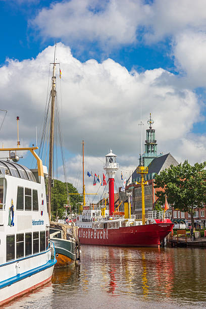 Ships in the Ratsdelft harbor of Emden, Germany