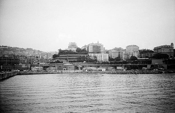 Genoa, Italy, - September 5, 1978: view of port Genoa from cargo ship