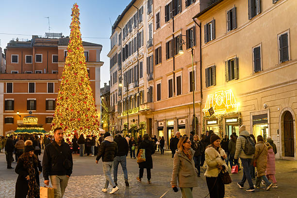 Christmas at St Peter's Basilica with starry sky (Rome, Italy)