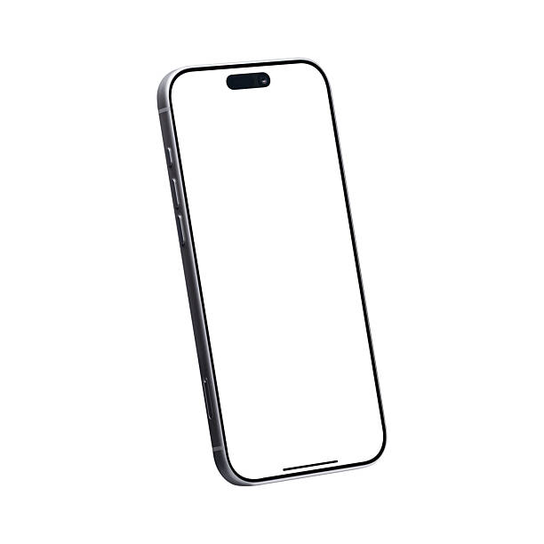 istock Side view of smartphone mockup with blank white screen isolated on white background. Mobile phone with empty display for copy space. 2256082817